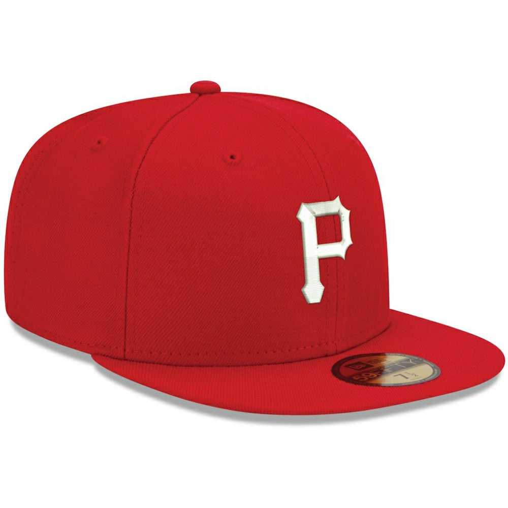 Red Pittsburgh Pirates New Era White Logo 59FIFTY Fitted Hat