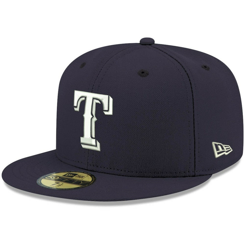 Navy Texas Rangers New Era White Logo 59FIFTY Fitted Hat