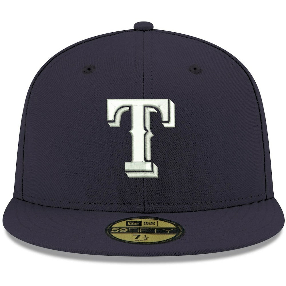 Navy Texas Rangers New Era White Logo 59FIFTY Fitted Hat