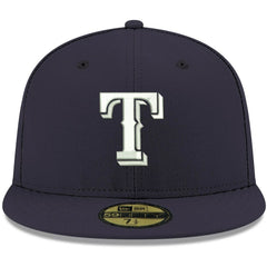 Navy Texas Rangers New Era White Logo 59FIFTY Fitted Hat