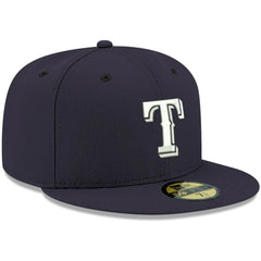 Navy Texas Rangers New Era White Logo 59FIFTY Fitted Hat