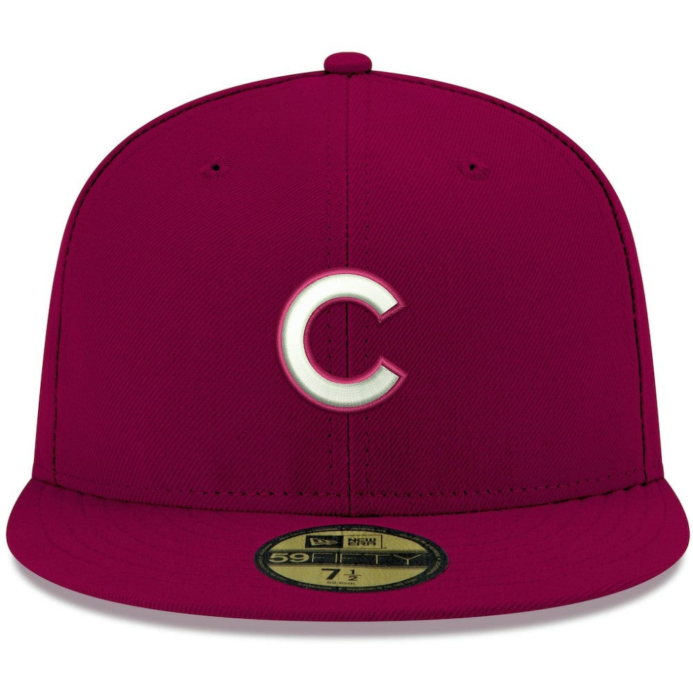 Cardinal Chicago Cubs New Era White Logo 59FIFTY Fitted Hat