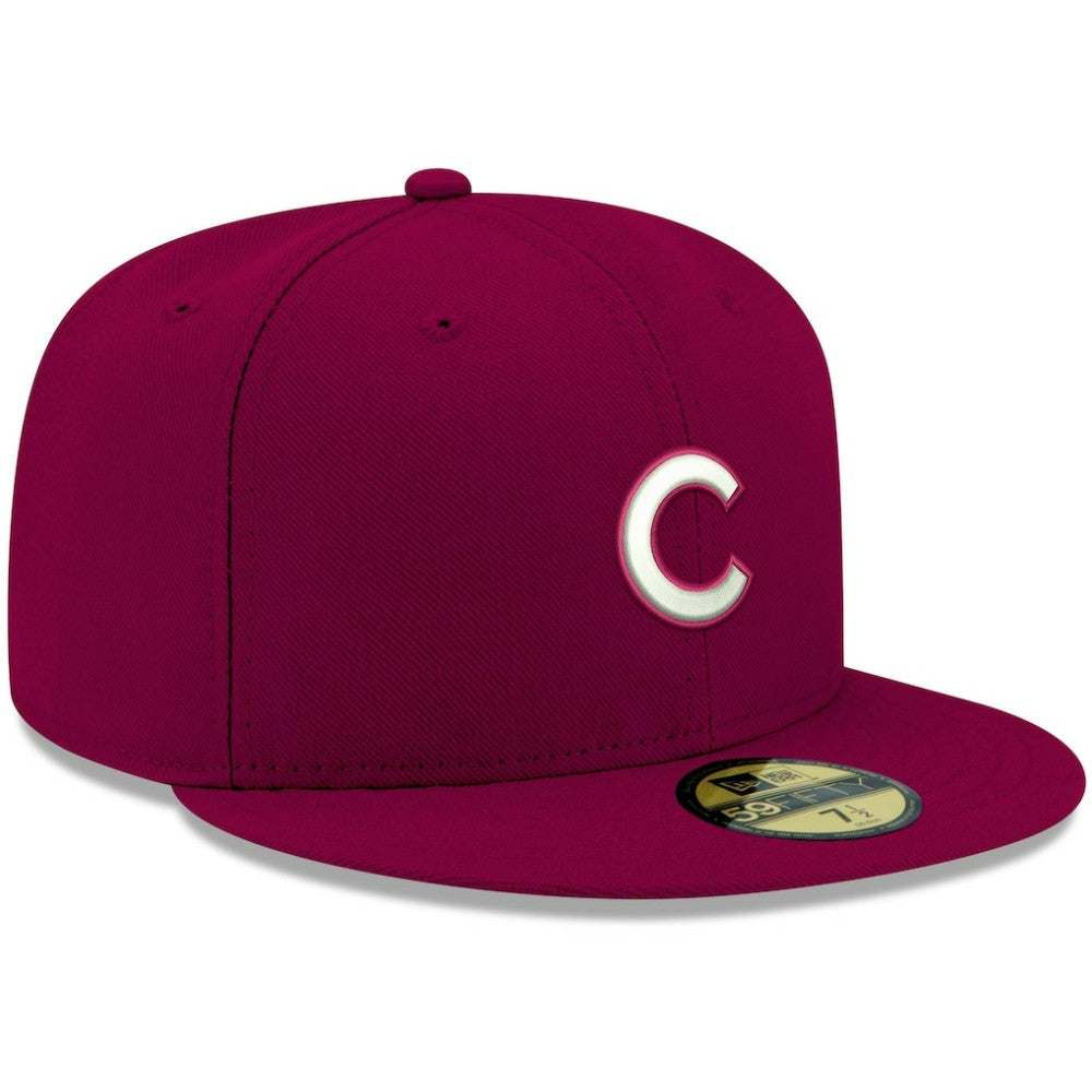 Cardinal Chicago Cubs New Era White Logo 59FIFTY Fitted Hat
