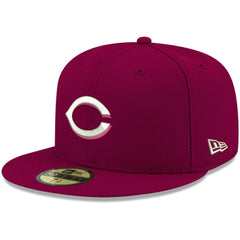 Cardinal Cincinnati Reds New Era White Logo 59FIFTY Fitted Hat