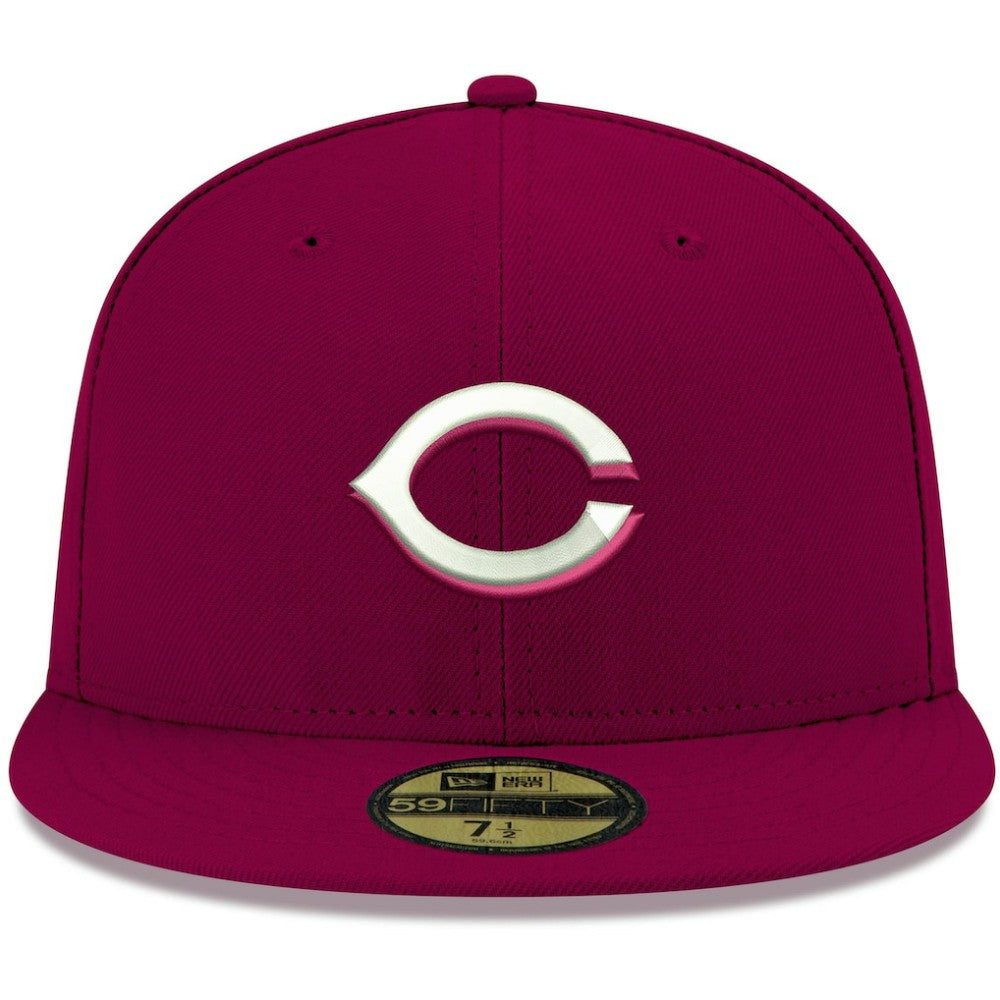 Cardinal Cincinnati Reds New Era White Logo 59FIFTY Fitted Hat