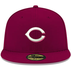 Cardinal Cincinnati Reds New Era White Logo 59FIFTY Fitted Hat