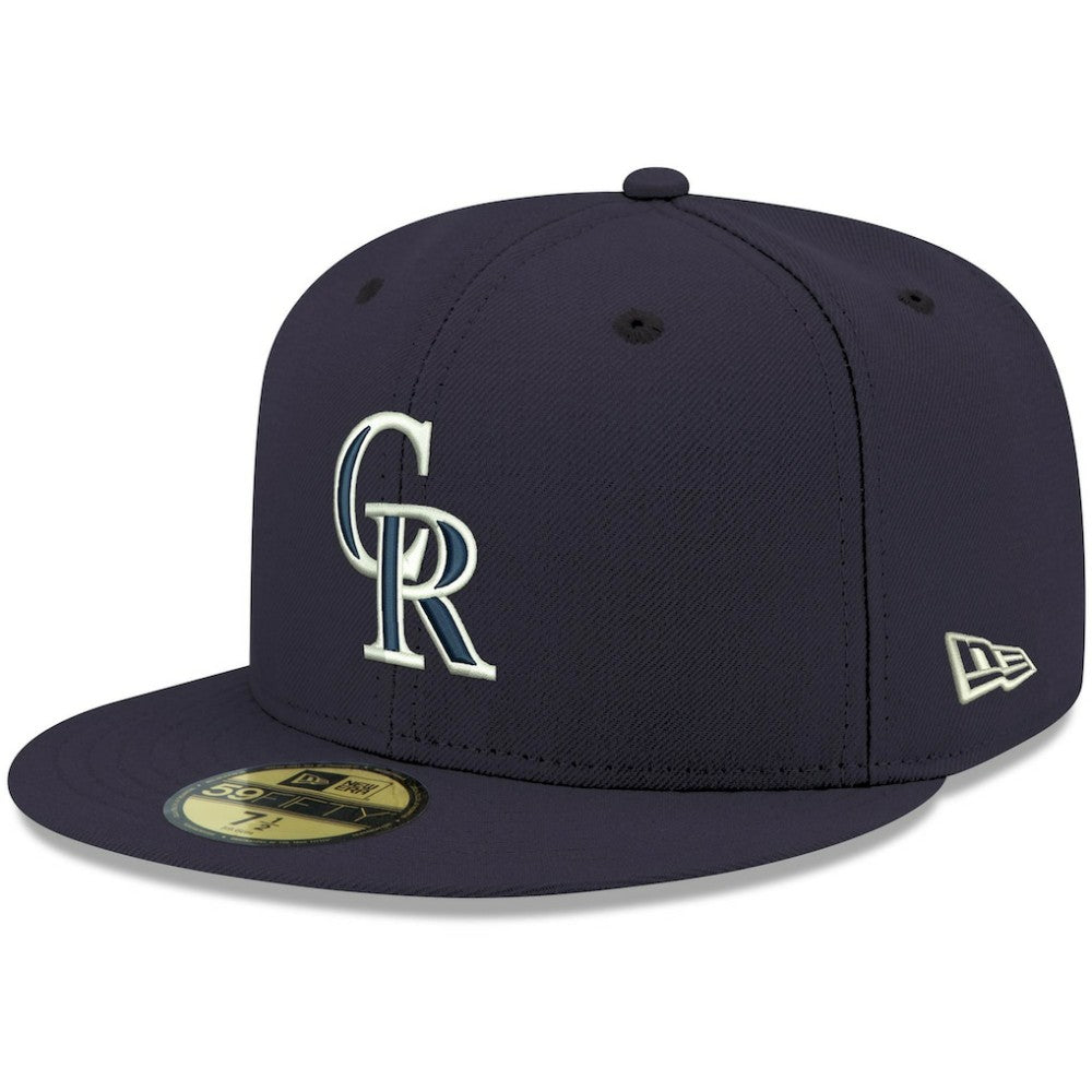 Navy Colorado Rockies New Era White Logo 59FIFTY Fitted Hat