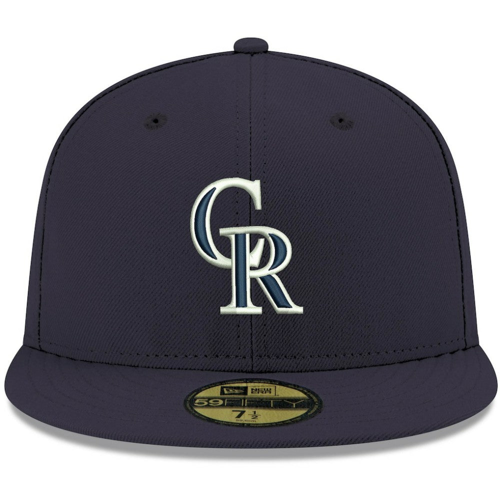Navy Colorado Rockies New Era White Logo 59FIFTY Fitted Hat