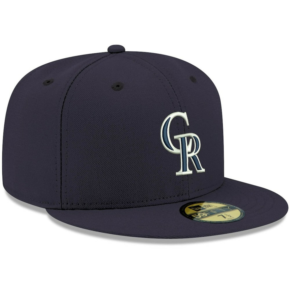 Navy Colorado Rockies New Era White Logo 59FIFTY Fitted Hat