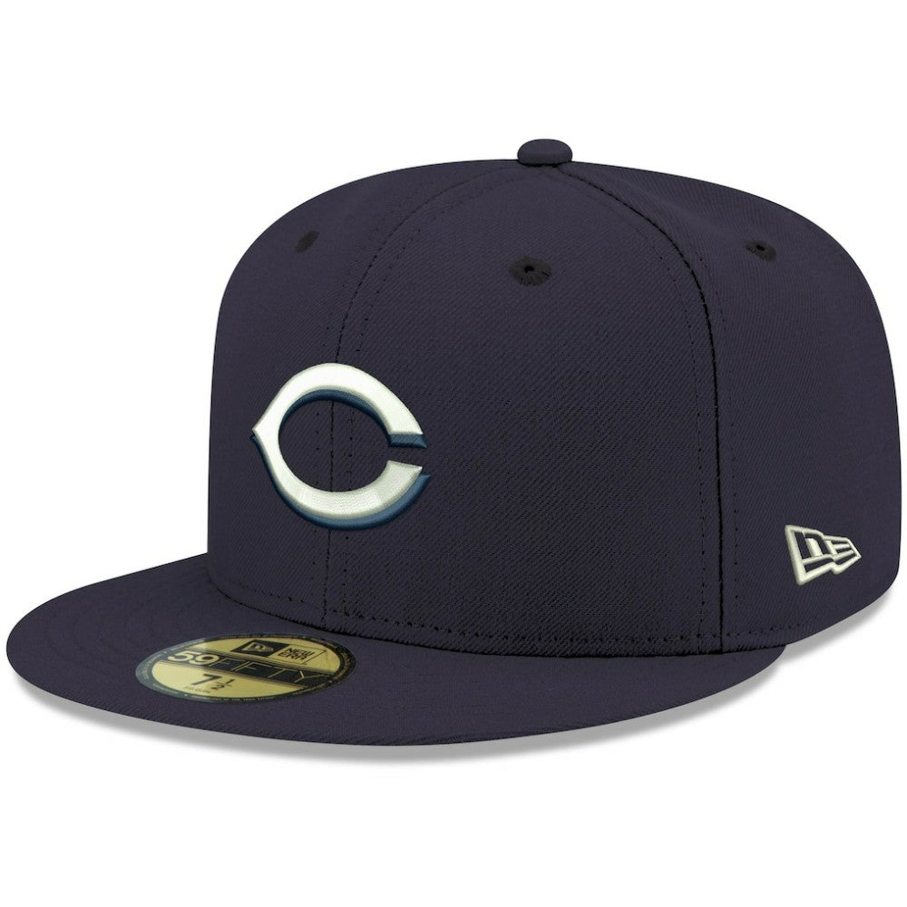 Navy Cincinnati Reds New Era White Logo 59FIFTY Fitted Hat