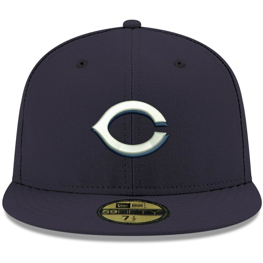 Navy Cincinnati Reds New Era White Logo 59FIFTY Fitted Hat
