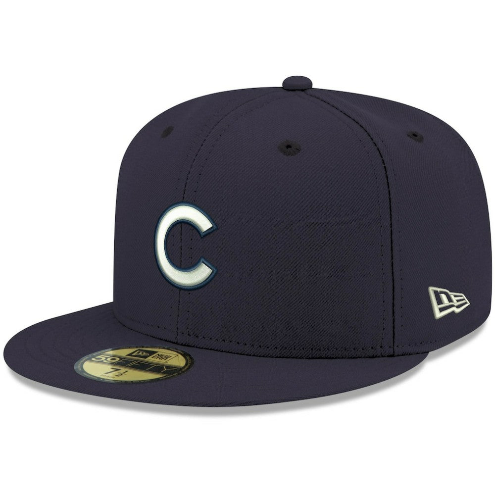 Navy Chicago Cubs New Era White Logo 59FIFTY Fitted Hat