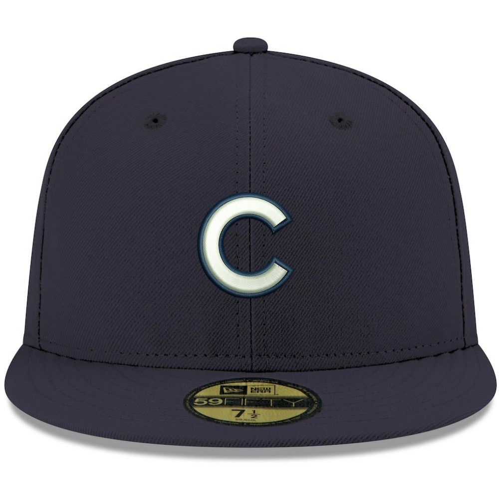 Navy Chicago Cubs New Era White Logo 59FIFTY Fitted Hat