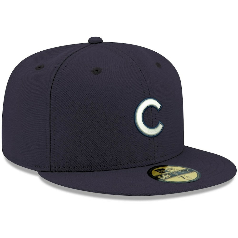 Navy Chicago Cubs New Era White Logo 59FIFTY Fitted Hat