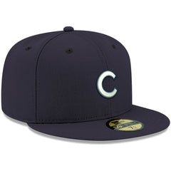 Navy Chicago Cubs New Era White Logo 59FIFTY Fitted Hat