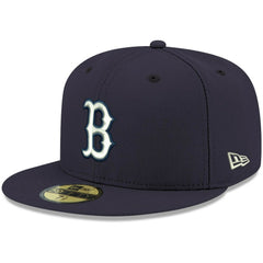 Navy Boston Red Sox New Era White Logo 59FIFTY Fitted Hat