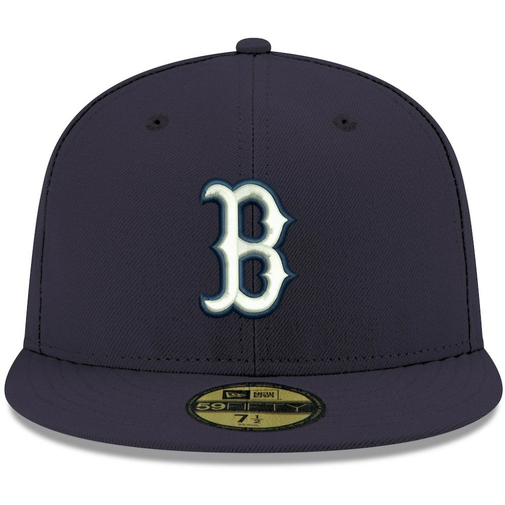 Navy Boston Red Sox New Era White Logo 59FIFTY Fitted Hat