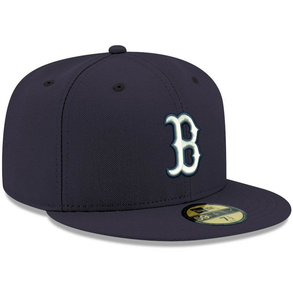 Navy Boston Red Sox New Era White Logo 59FIFTY Fitted Hat
