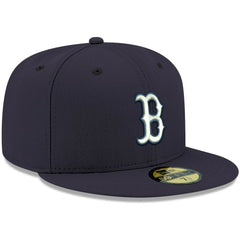 Navy Boston Red Sox New Era White Logo 59FIFTY Fitted Hat