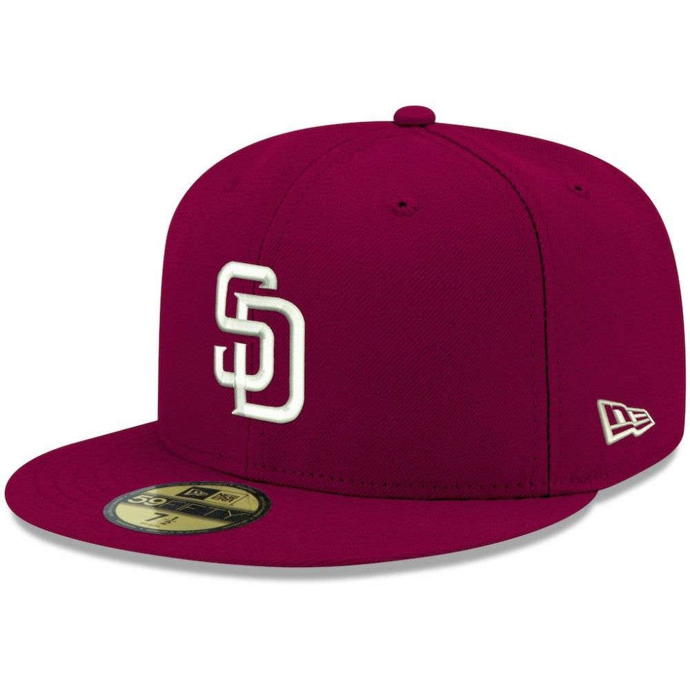 Cardinal San Diego Padres New Era White Logo 59FIFTY Fitted Hat