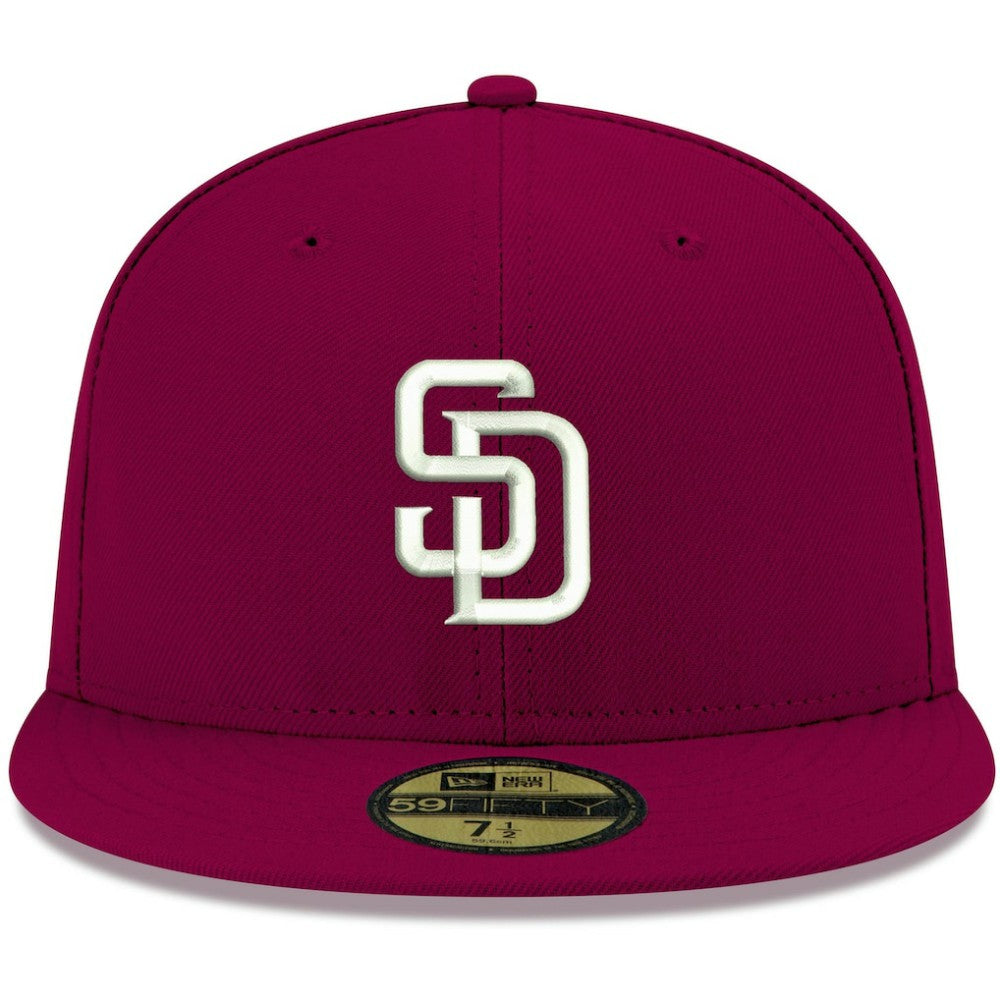Cardinal San Diego Padres New Era White Logo 59FIFTY Fitted Hat