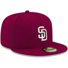 Cardinal San Diego Padres New Era White Logo 59FIFTY Fitted Hat
