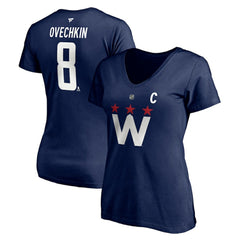 NHL Alexander Ovechkin Washington Capitals Fanatics Women's Authentic Stack Name & Number V-Neck T-Shirt