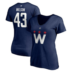 NHL Tom Wilson Washington Capitals Fanatics Women's Authentic Stack Name & Number V-Neck T-Shirt
