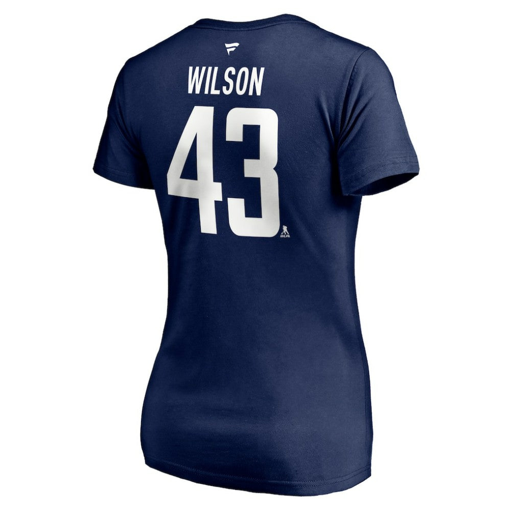 NHL Tom Wilson Washington Capitals Fanatics Women's Authentic Stack Name & Number V-Neck T-Shirt