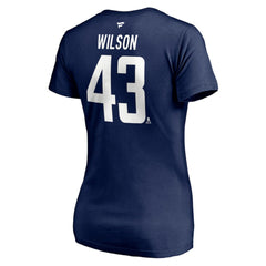 NHL Tom Wilson Washington Capitals Fanatics Women's Authentic Stack Name & Number V-Neck T-Shirt