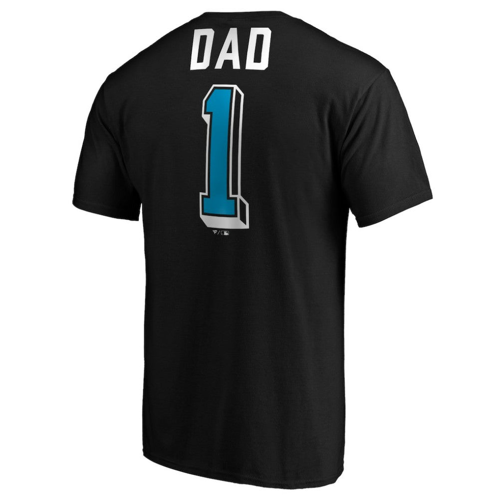 Black Miami Marlins Number One Dad T-Shirt