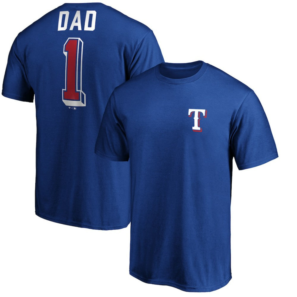 Royal Texas Rangers Number One Dad T-Shirt