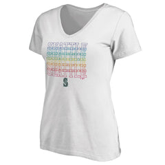 White Seattle Mariners Women's City Pride V-Neck T-Shirt