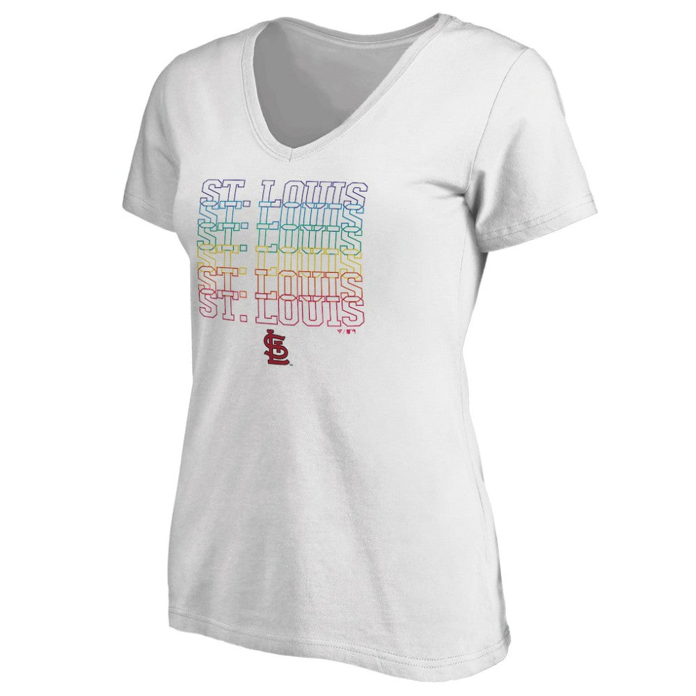 White St. Louis Cardinals Women's City Pride V-Neck T-Shirt