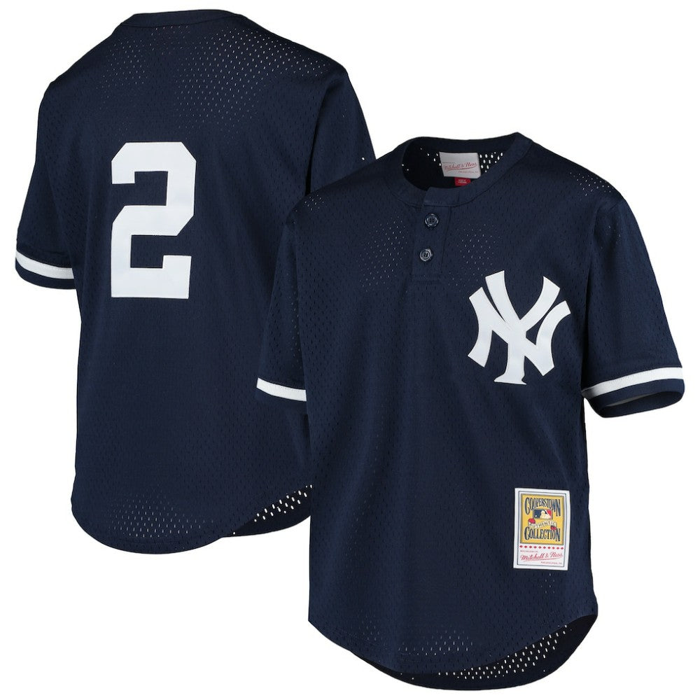 Navy Derek Jeter New York Yankees Mitchell & Ness Youth Cooperstown Collection Mesh Batting Practice Jersey