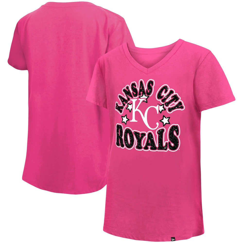 Pink Kansas City Royals New Era Girls Youth Jersey Stars V-Neck T-Shirt