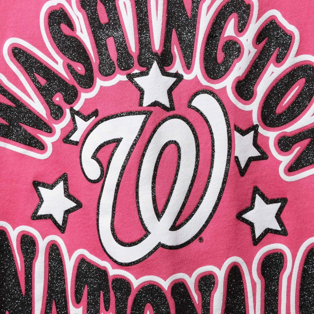 Pink Washington Nationals New Era Girl's Youth Jersey Stars V-Neck T-Shirt