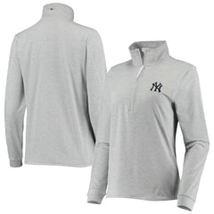 Heather Gray New York Yankees Vineyard Vines Women's Stripe Sankaty Half-Zip Pullover Top