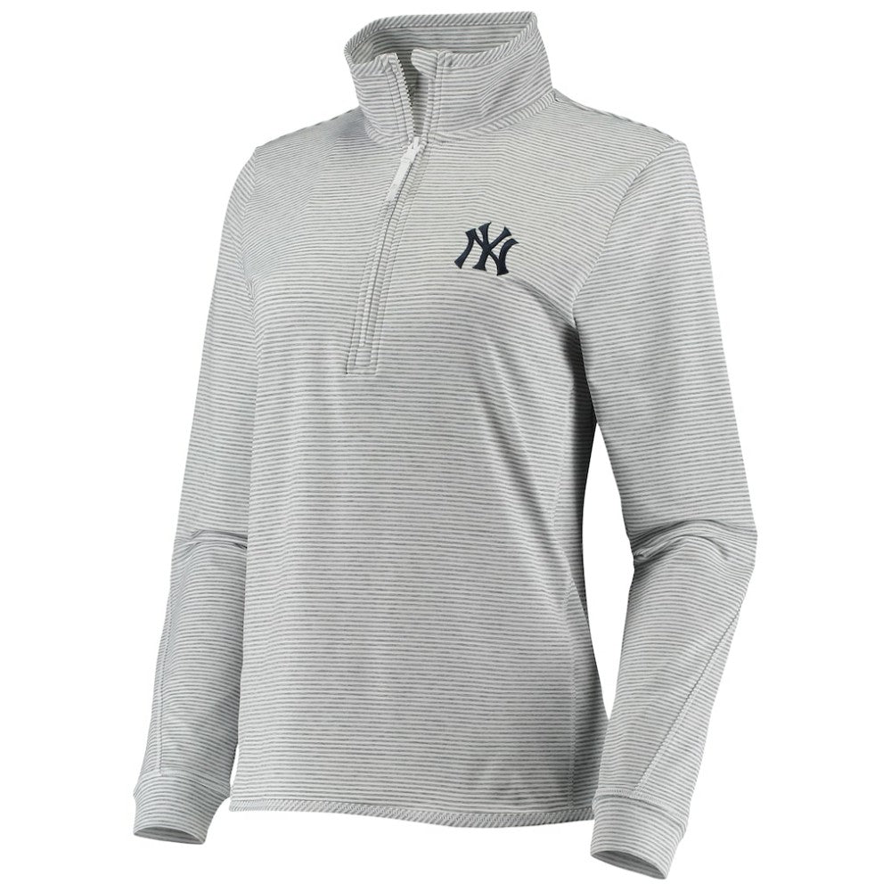 Heather Gray New York Yankees Vineyard Vines Women's Stripe Sankaty Half-Zip Pullover Top