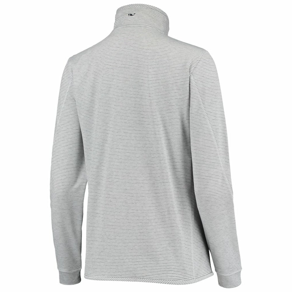 Heather Gray New York Yankees Vineyard Vines Women's Stripe Sankaty Half-Zip Pullover Top