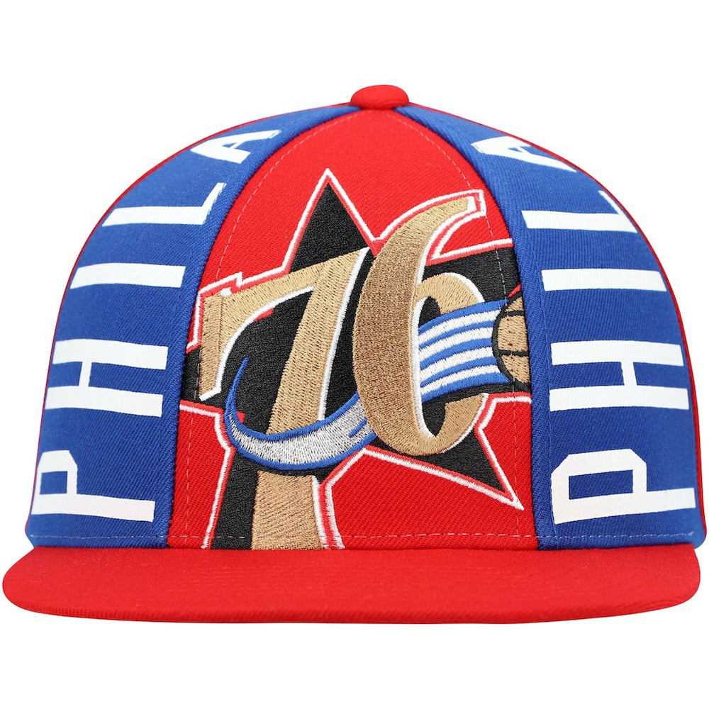Mitchell & Ness Philadelphia 76ers Hardwood Classics Big Face Callout Snapback Hat