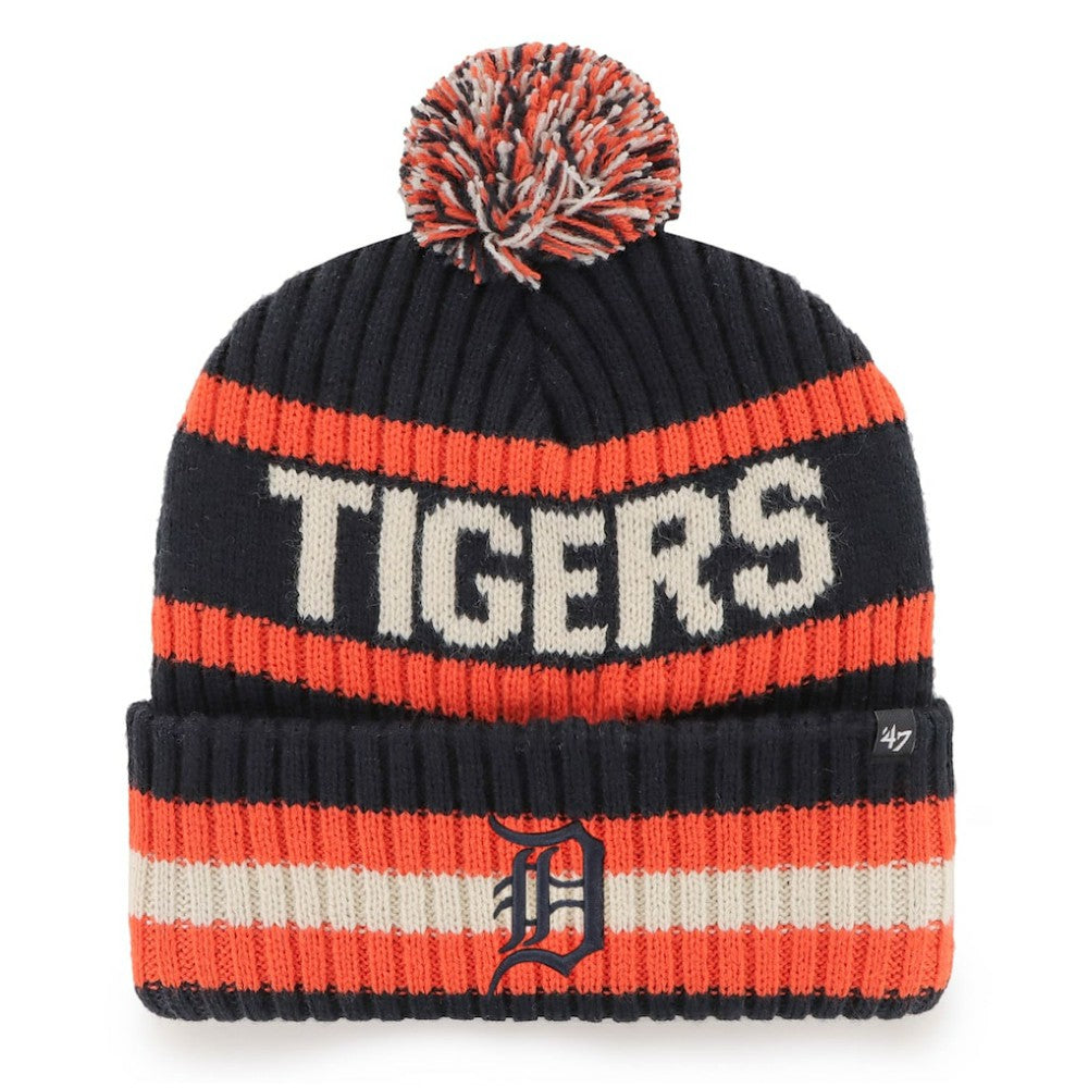 Navy Detroit Tigers '47 Bering Cuffed Knit Hat with Pom