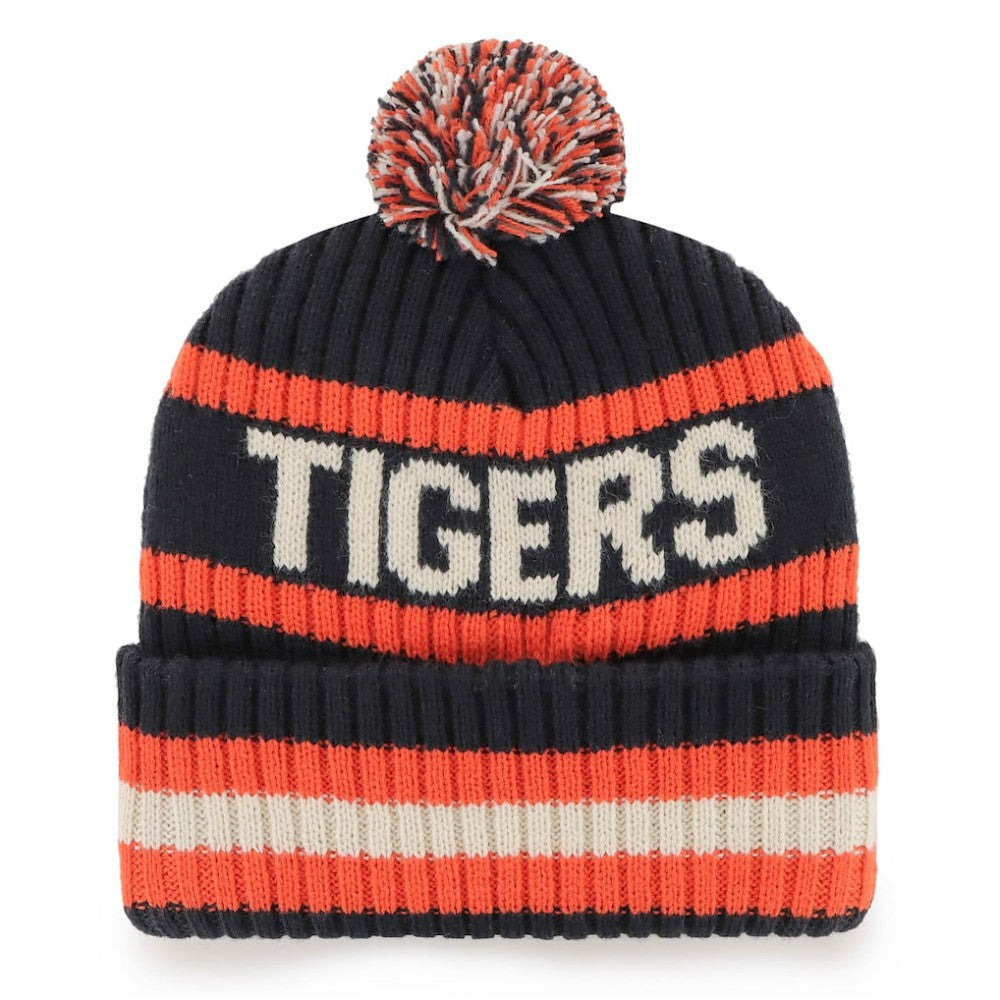 Navy Detroit Tigers '47 Bering Cuffed Knit Hat with Pom