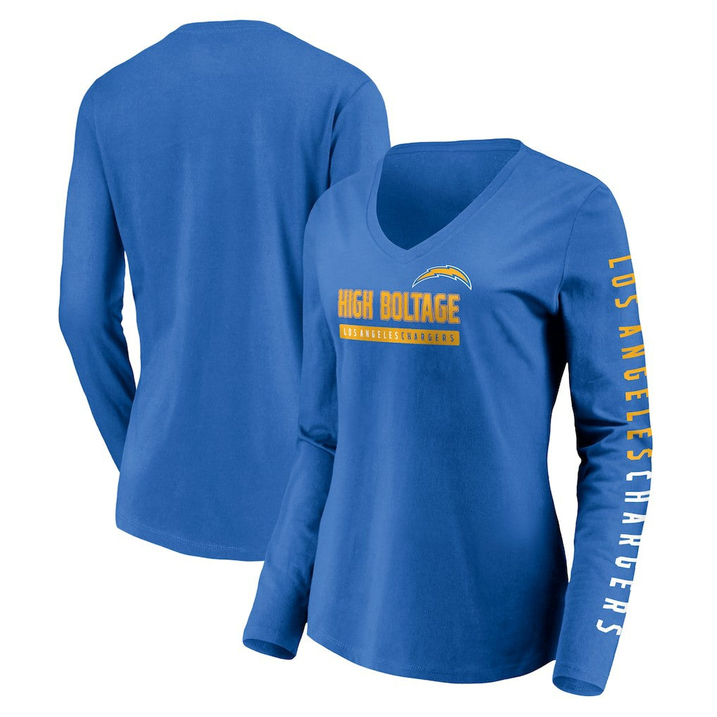 Women's Slogan V-Neck Long Sleeve T-Shirt - Los Angeles Chargers T-shirts