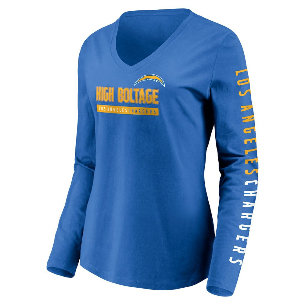Women's Slogan V-Neck Long Sleeve T-Shirt - Los Angeles Chargers T-shirts