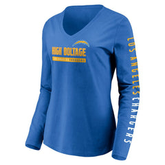 Women's Slogan V-Neck Long Sleeve T-Shirt - Los Angeles Chargers T-shirts