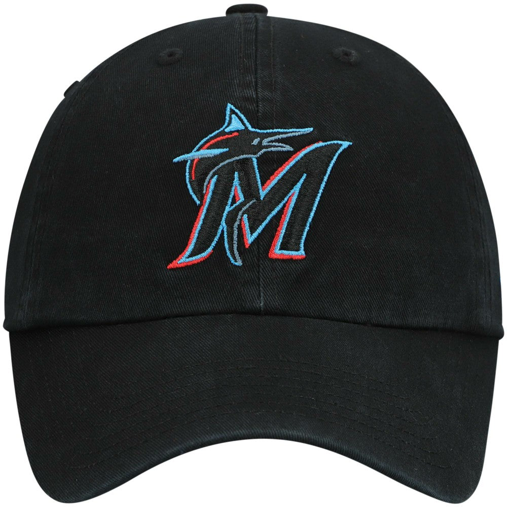 Black Miami Marlins '47 Youth Team Logo Clean Up Adjustable Hat