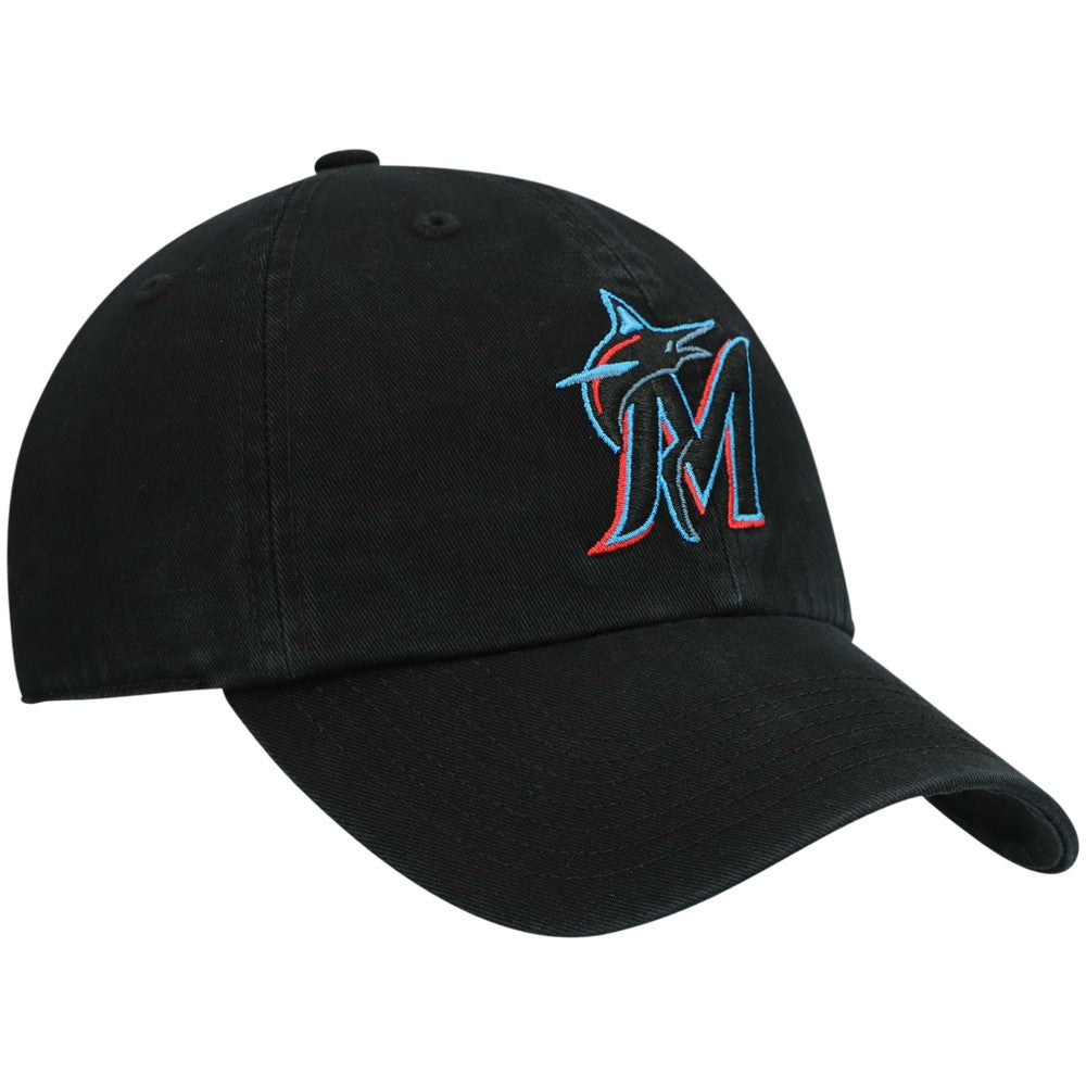 Black Miami Marlins '47 Youth Team Logo Clean Up Adjustable Hat