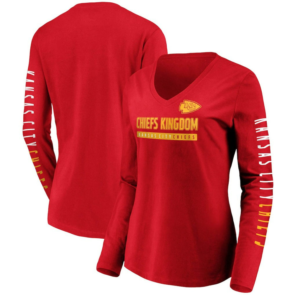 Women's Slogan V-Neck Long Sleeve T-Shirt - Kansas City Chiefs T-shirts