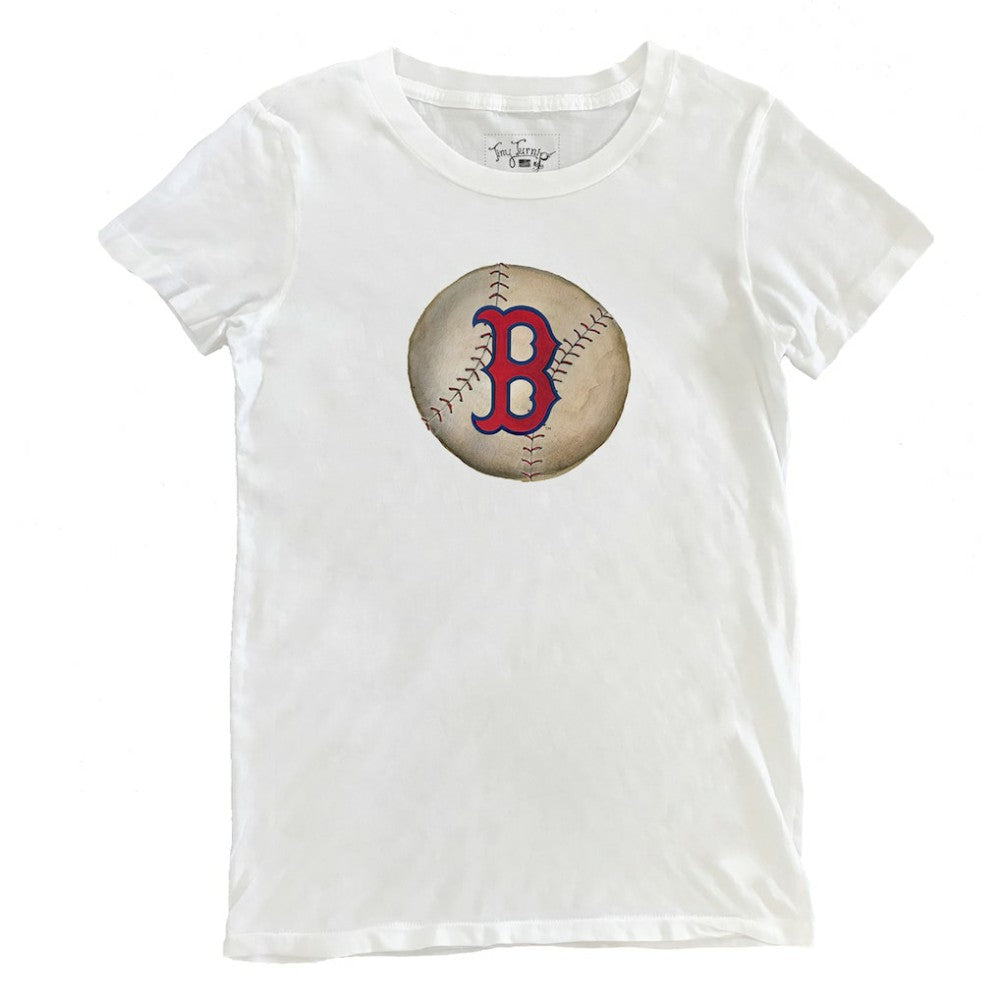 White Boston Red Sox Tiny Turnip Women's Stitched Baseball T-Shirt